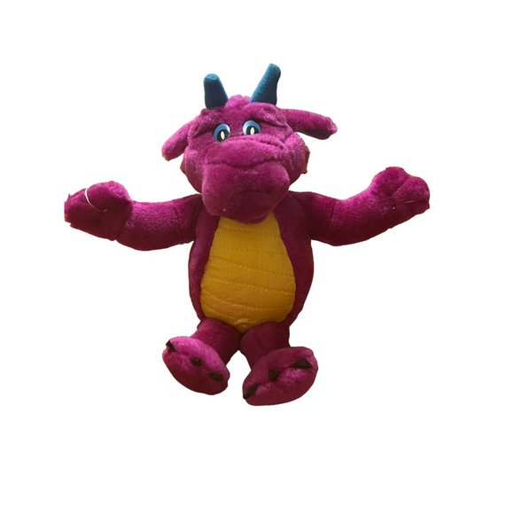 Rhode Island Novelty Plush Dragon Stuffed Dinosaur Purple Yellow Parachute 8.5" - Picture 1 of 6